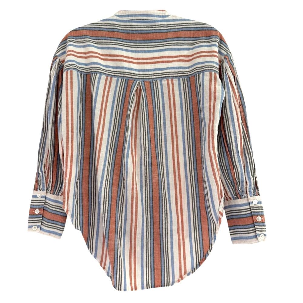 Veronica Beard Jeans Striped Cotton Blouse Blue Salmon XS - Picture 3 of 7
